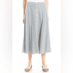 Max Studio Women's Yarn Dye cotton Skirt with Buttons